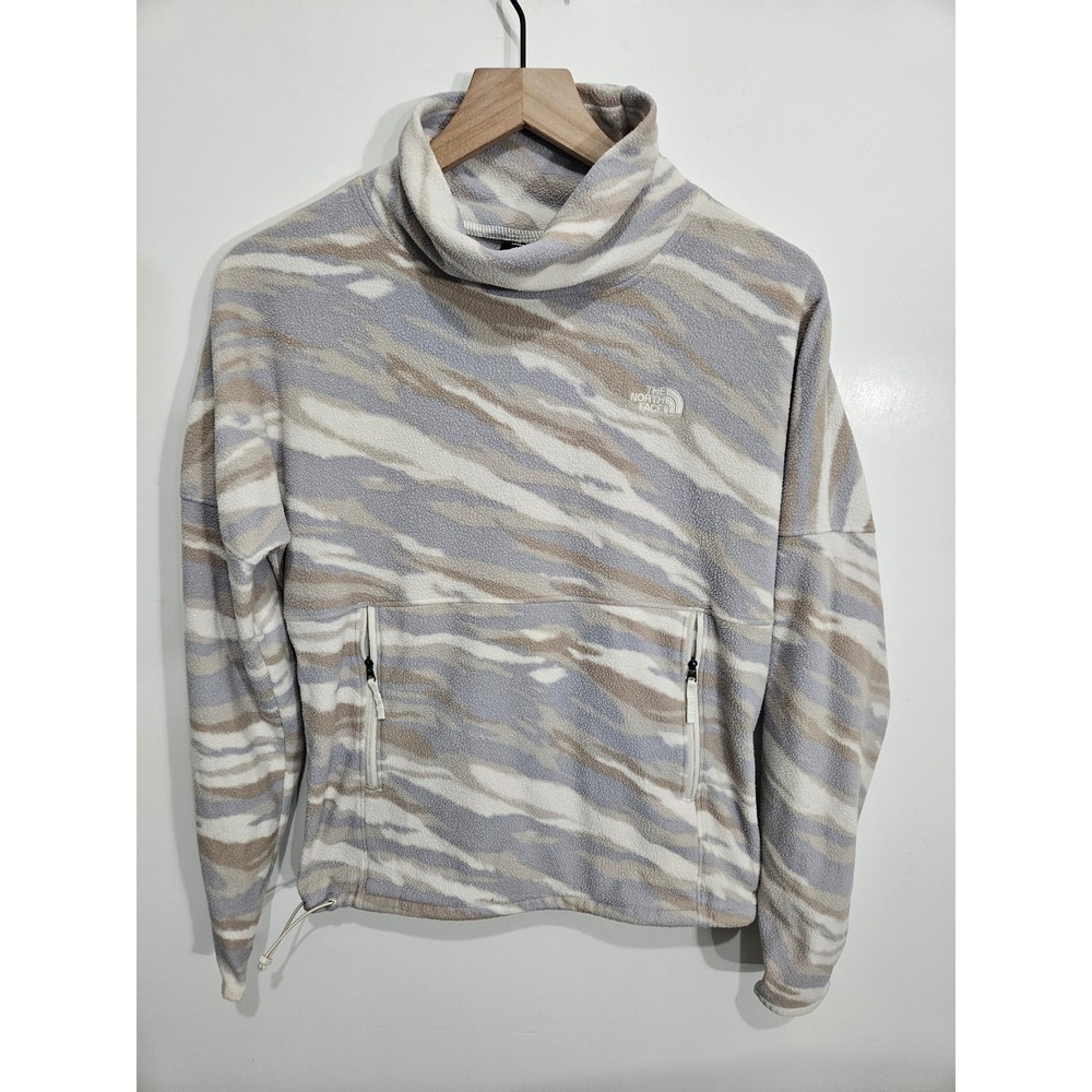 The North Face TKA Glacier Cowl Neck Fleece Pullover Camo Print Womens Small